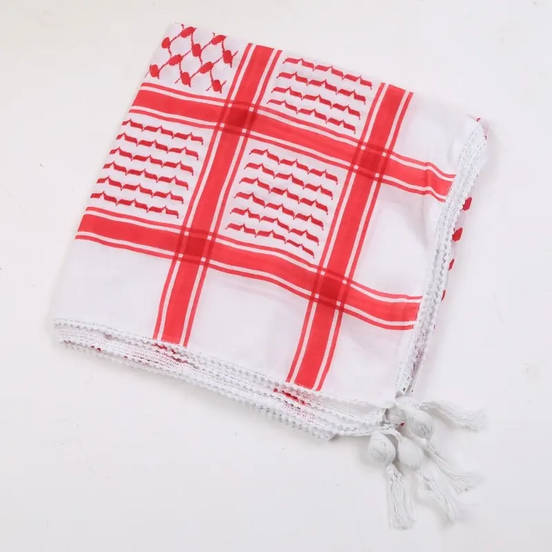 652F Arab Turban Keffiyeh Scarf  Muslim Hijab Military Shemagh Desert Scarf Keffiyeh Scarf Wrap for Men And Women