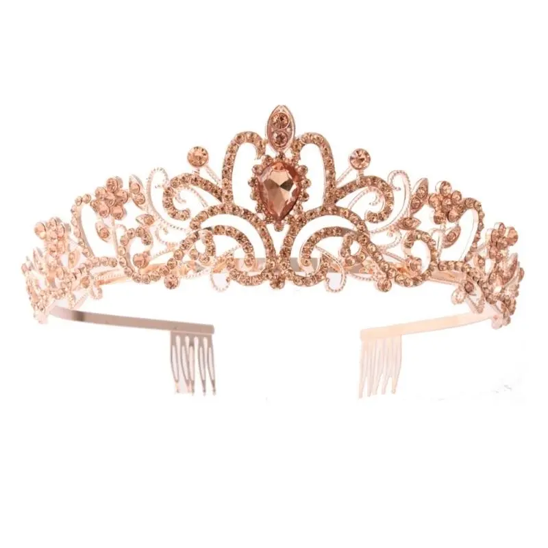 652F Elegant Crystal Tiaras Crowns for Weddings Prom Birthday Parties Baroque Headbands with Rhinestones for Formal Occasion