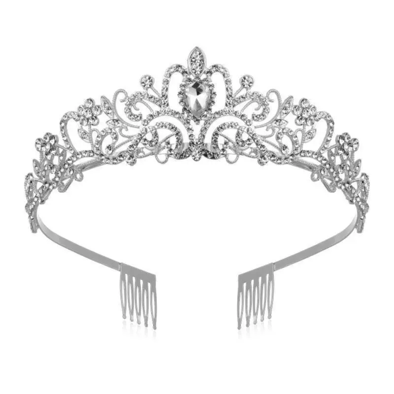 652F Elegant Crystal Tiaras Crowns for Weddings Prom Birthday Parties Baroque Headbands with Rhinestones for Formal Occasion
