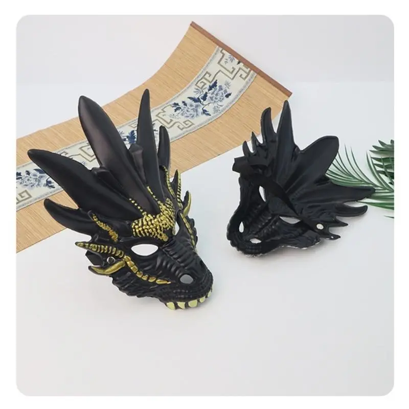 652F Dragon Head Mask for Women Men Masquerade Dragon Head Full Face Mask Halloween Animal Mask Halloween Cosplay Accessories