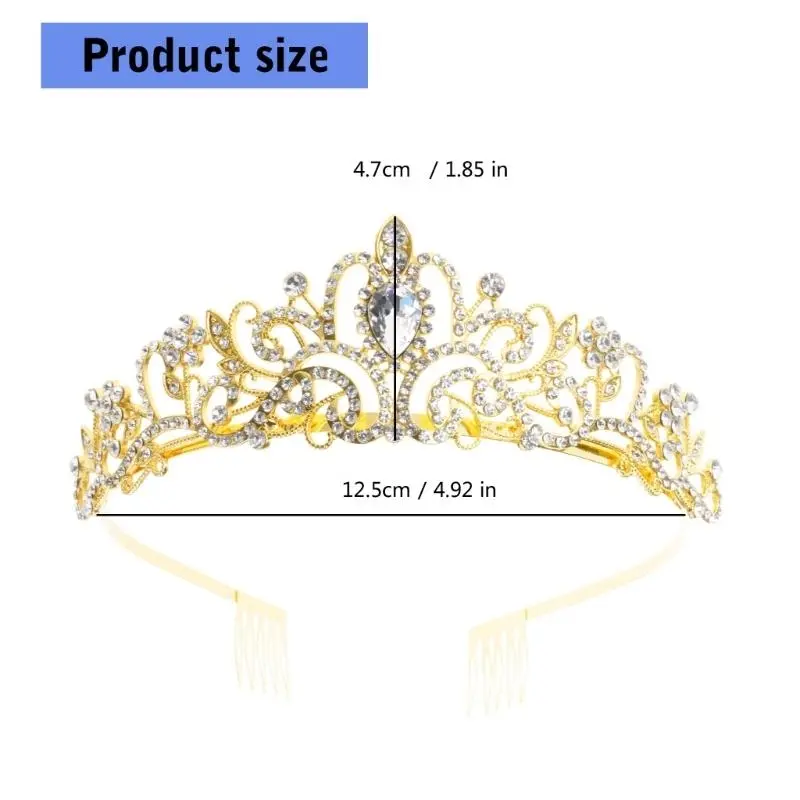 652F Elegant Crystal Tiaras Crowns for Weddings Prom Birthday Parties Baroque Headbands with Rhinestones for Formal Occasion