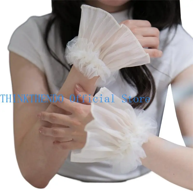 39BB Banquets Girl Ruffled False Sleeves Elastic Decorative Wrist Cuffs Shirt Decors