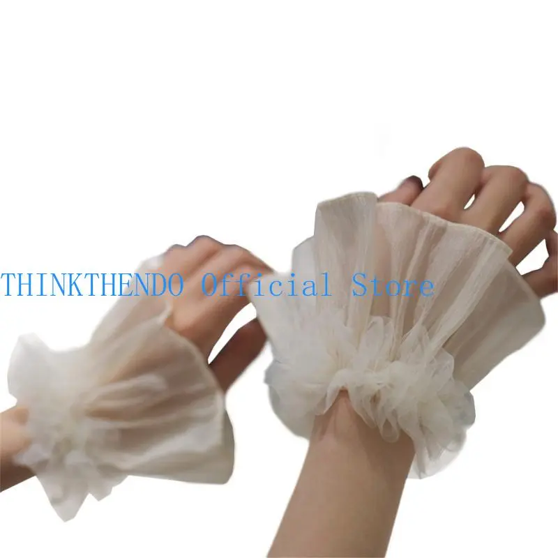 39BB Banquets Girl Ruffled False Sleeves Elastic Decorative Wrist Cuffs Shirt Decors