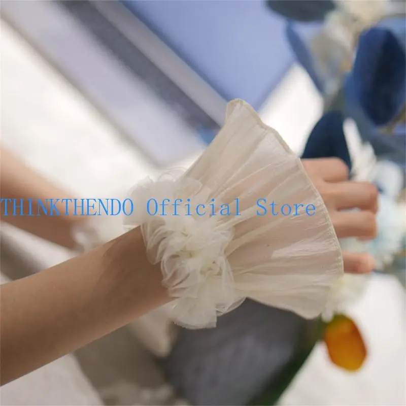 39BB Banquets Girl Ruffled False Sleeves Elastic Decorative Wrist Cuffs Shirt Decors