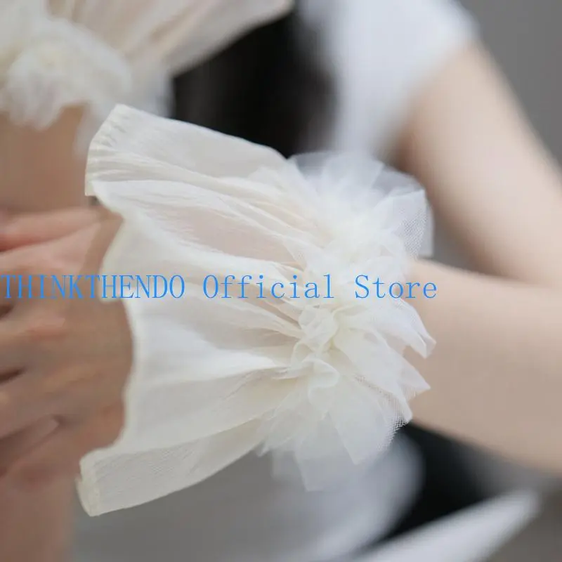 39BB Banquets Girl Ruffled False Sleeves Elastic Decorative Wrist Cuffs Shirt Decors