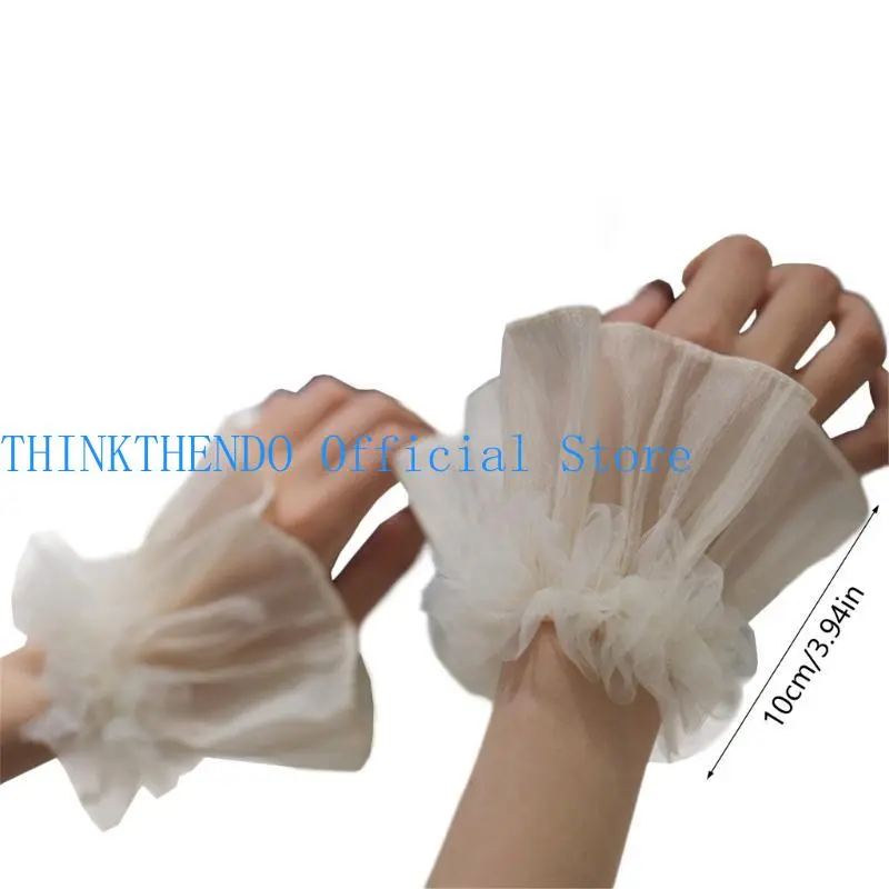 39BB Banquets Girl Ruffled False Sleeves Elastic Decorative Wrist Cuffs Shirt Decors