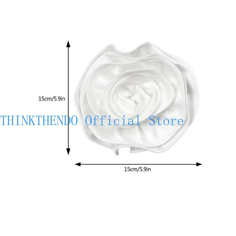 652F 3D Fabric Rose Flower Brooch Pin Handmade Materials Kits Crafting Evening Costume Dance Dress Sewing Flower Appliques