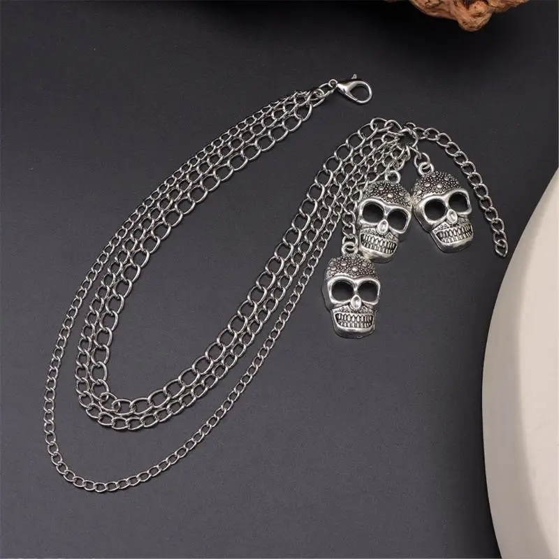 652F Skull Charm Shoe Chain Shoe Accessories Metal Chain for Various Shoes Adjustable Length Shoe Chain Shoe Ornament