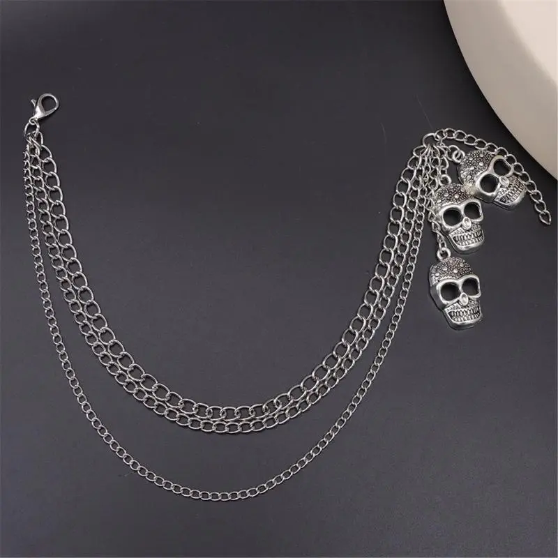 652F Skull Charm Shoe Chain Shoe Accessories Metal Chain for Various Shoes Adjustable Length Shoe Chain Shoe Ornament