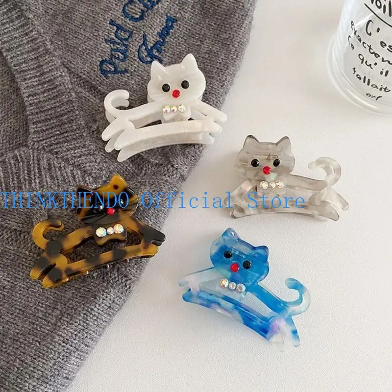 652F Fashionable Cats Shaped Acetate Hair Clip Women's Hair Accessory Hair Decoration for Fashionable Women and Animal Lover