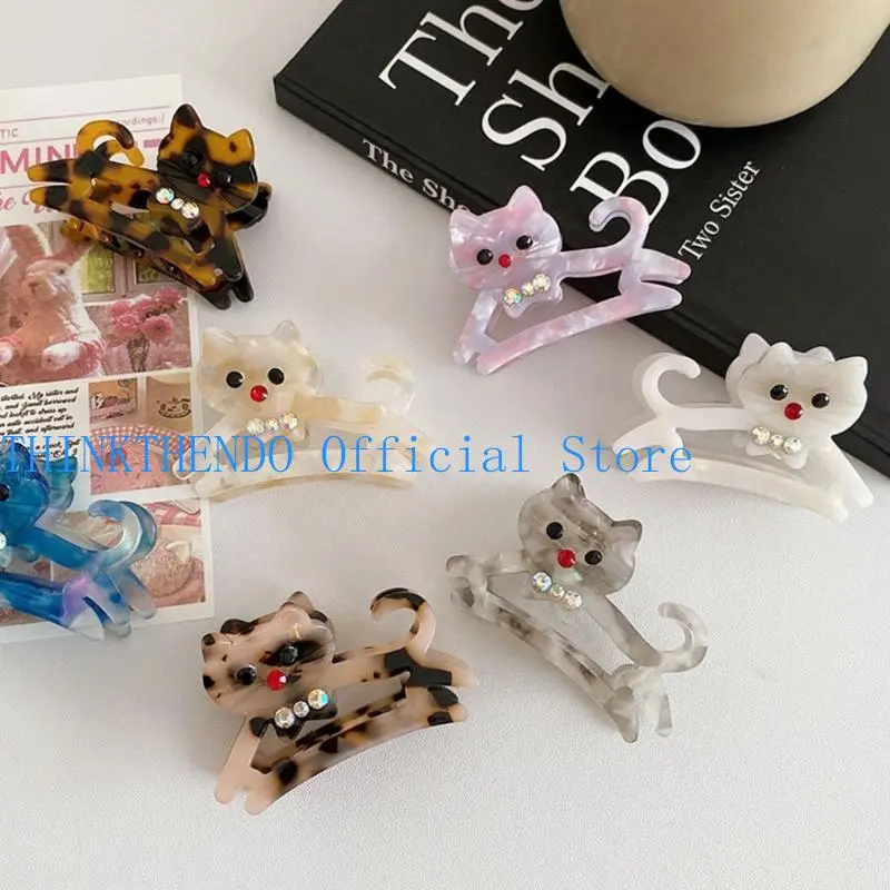 652F Fashionable Cats Shaped Acetate Hair Clip Women's Hair Accessory Hair Decoration for Fashionable Women and Animal Lover