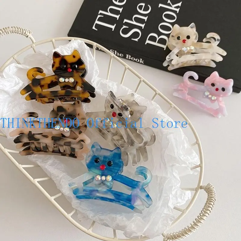 652F Fashionable Cats Shaped Acetate Hair Clip Women's Hair Accessory Hair Decoration for Fashionable Women and Animal Lover