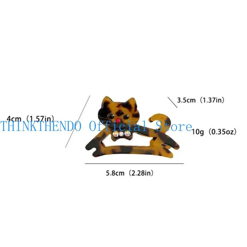 652F Fashionable Cats Shaped Acetate Hair Clip Women's Hair Accessory Hair Decoration for Fashionable Women and Animal Lover