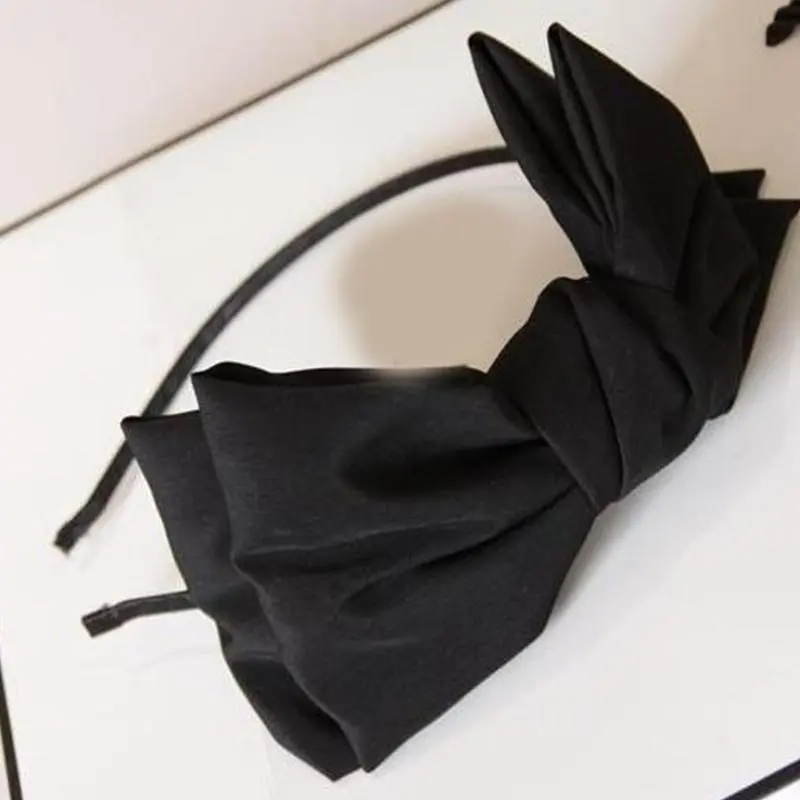 652F Fashion Large Bowknot Headband for Adult Dinner Party Headhoop French White Hair Cover Hairband Hair Accessory