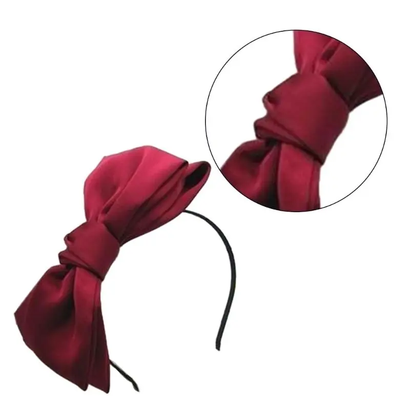 652F Fashion Large Bowknot Headband for Adult Dinner Party Headhoop French White Hair Cover Hairband Hair Accessory