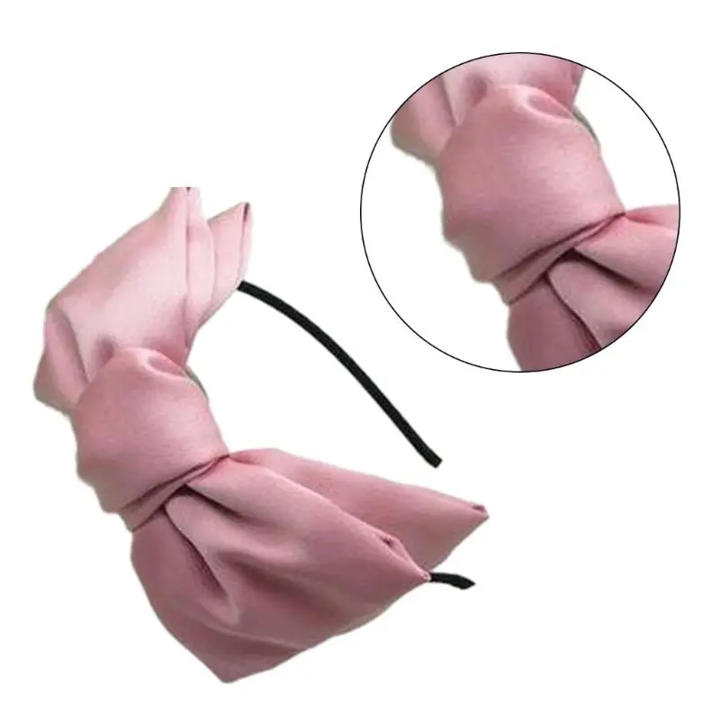 652F Fashion Large Bowknot Headband for Adult Dinner Party Headhoop French White Hair Cover Hairband Hair Accessory