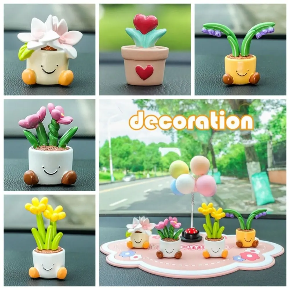 Flower Pot Car Ornaments Ornaments Gardenia Flower Car Dashboard Figure Little Canglan Narcissus Flower