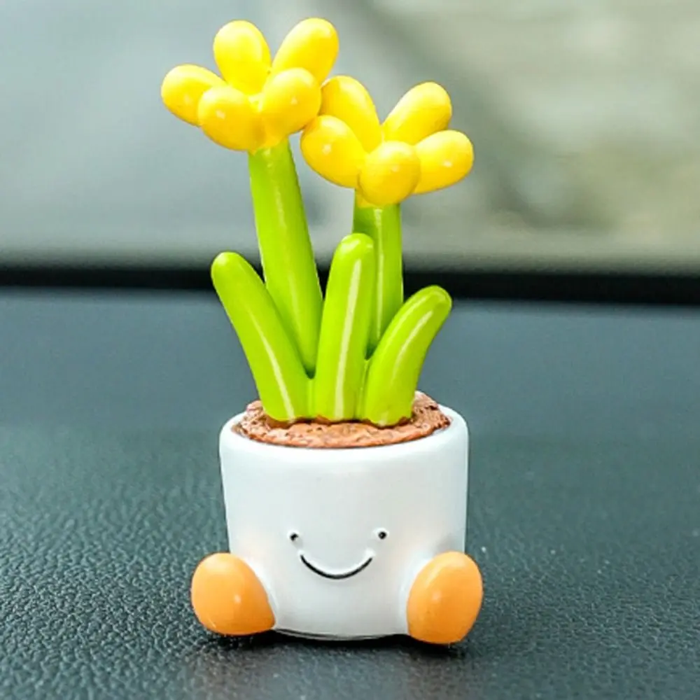 Flower Pot Car Ornaments Ornaments Gardenia Flower Car Dashboard Figure Little Canglan Narcissus Flower