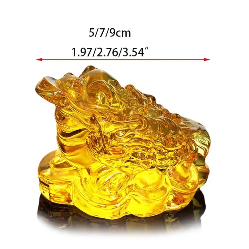 Gift Holiday Gifts Wealth Fortune Office Decoration Golden Toad Ornament Feng Shui Toad Tabletop Ornaments Crystal Golden Toad