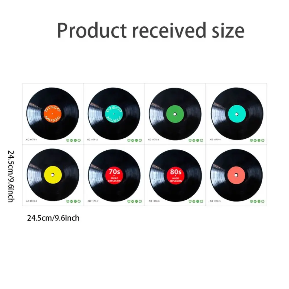 8Pcs/set Records Displays Fake Records Stickers Artwork Crafts Vinyl Record Stickers PVC Vinyl Record Wall Music Signs Ornaments