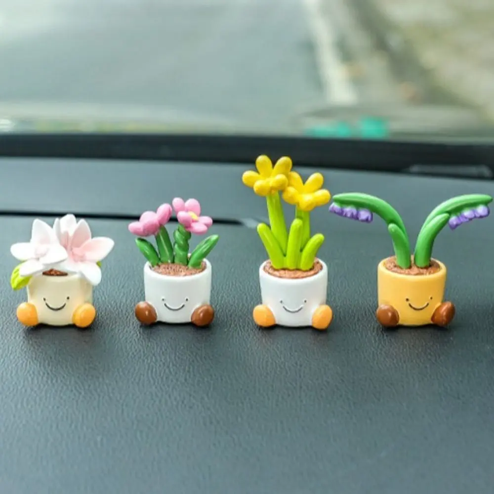 Flower Pot Car Ornaments Ornaments Gardenia Flower Car Dashboard Figure Little Canglan Narcissus Flower