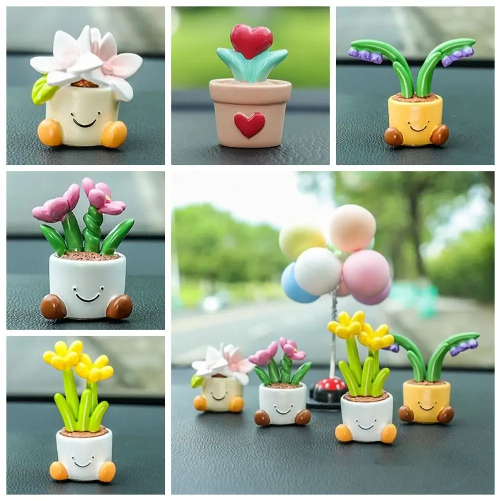 Flower Pot Car Ornaments Ornaments Gardenia Flower Car Dashboard Figure Little Canglan Narcissus Flower