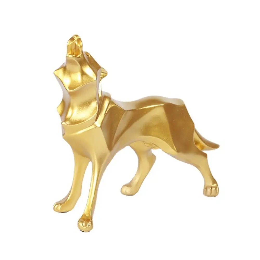 Kawaii Nordic Wolf Desktop Figurine Cartoon Cute Geometry Animal Sculpture Exquisite Mini Wolf Resin Ornament Bedroom