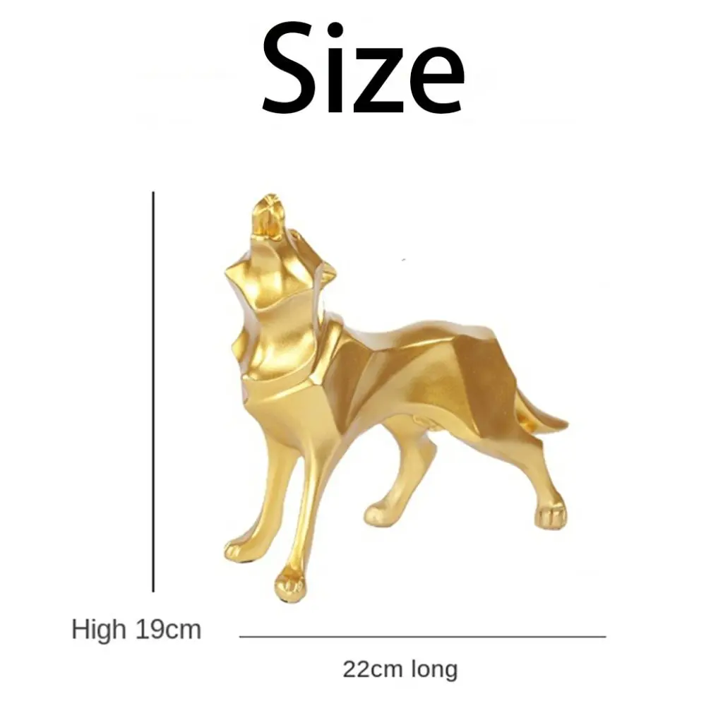 Kawaii Nordic Wolf Desktop Figurine Cartoon Cute Geometry Animal Sculpture Exquisite Mini Wolf Resin Ornament Bedroom