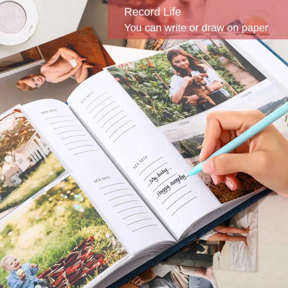 6in Linen Cover Photo Album Interleaf Type 200/300Pics Large Scrapbook Album 100 Pages DIY Memory Book Family Times