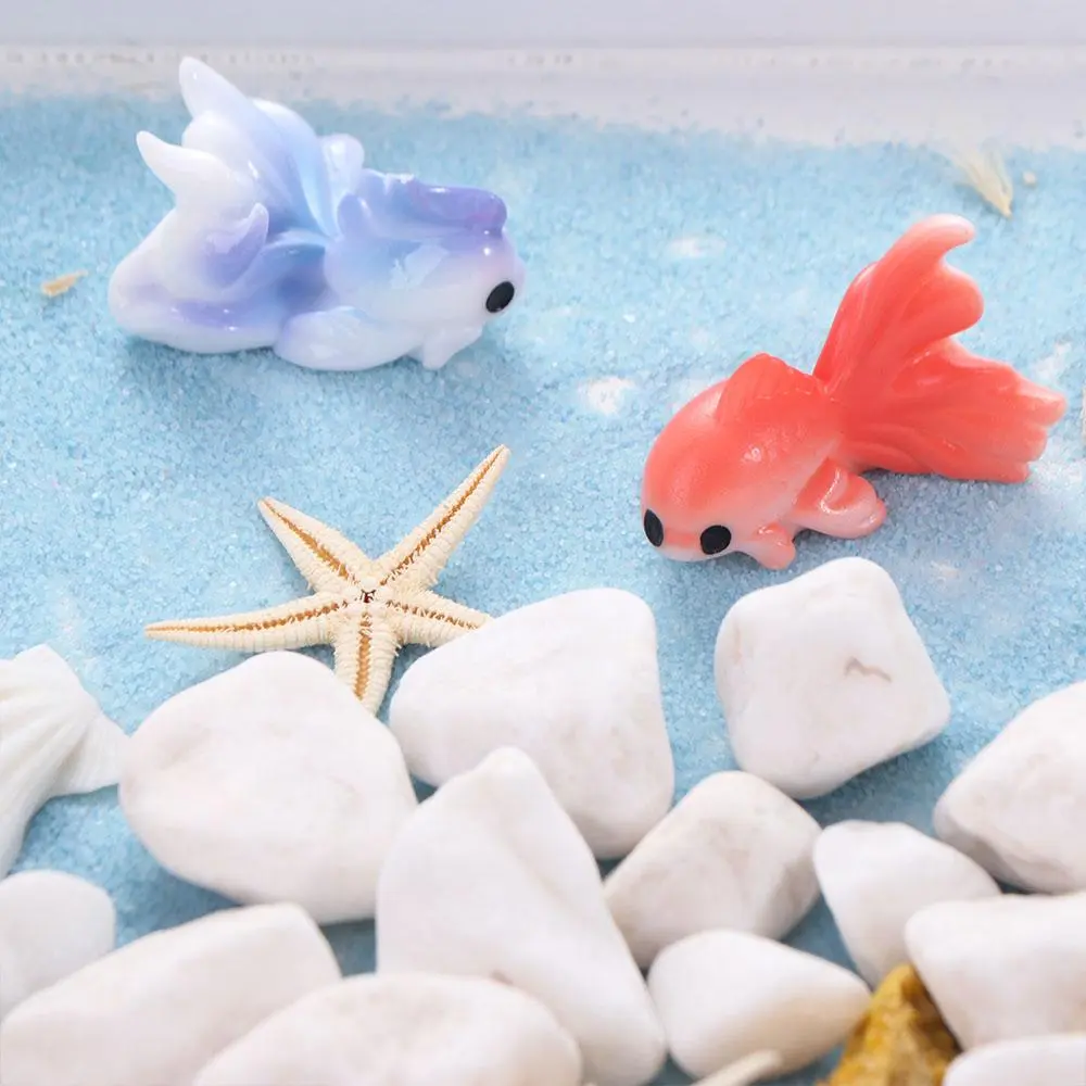 Decorative Gold Fish Micro Landscape Cartoon Resin Mini Colorful Fish Simulation Gold Fish Figurine Fairy Garden