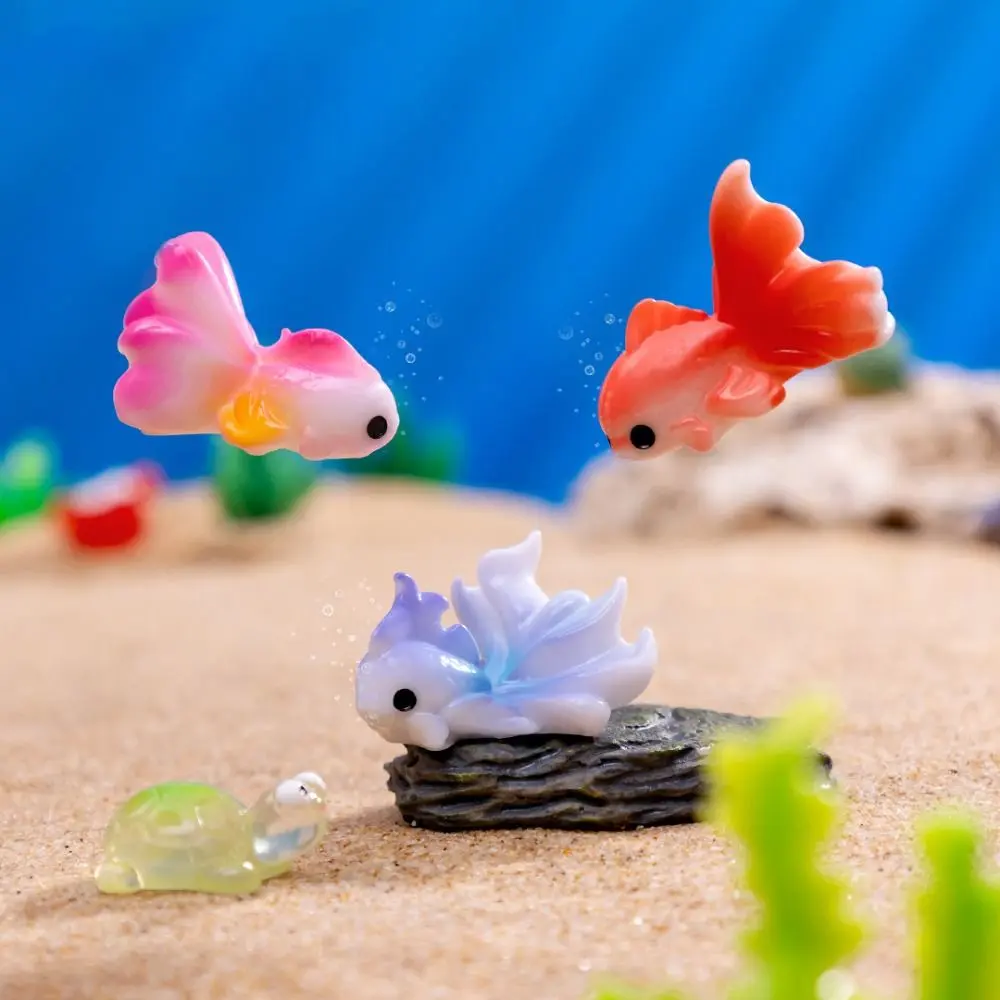 Decorative Gold Fish Micro Landscape Cartoon Resin Mini Colorful Fish Simulation Gold Fish Figurine Fairy Garden