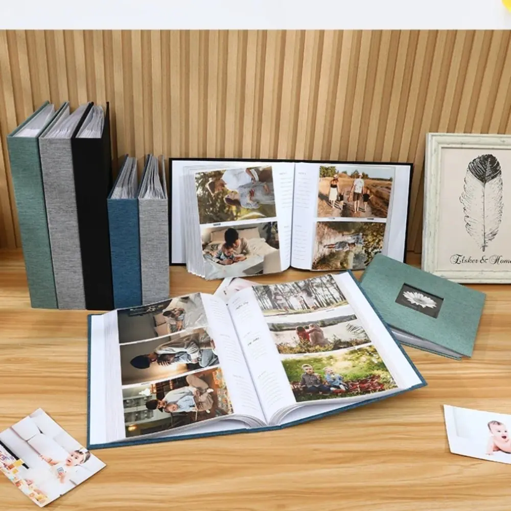 6in Linen Cover Photo Album Interleaf Type 200/300Pics Large Scrapbook Album 100 Pages DIY Memory Book Family Times