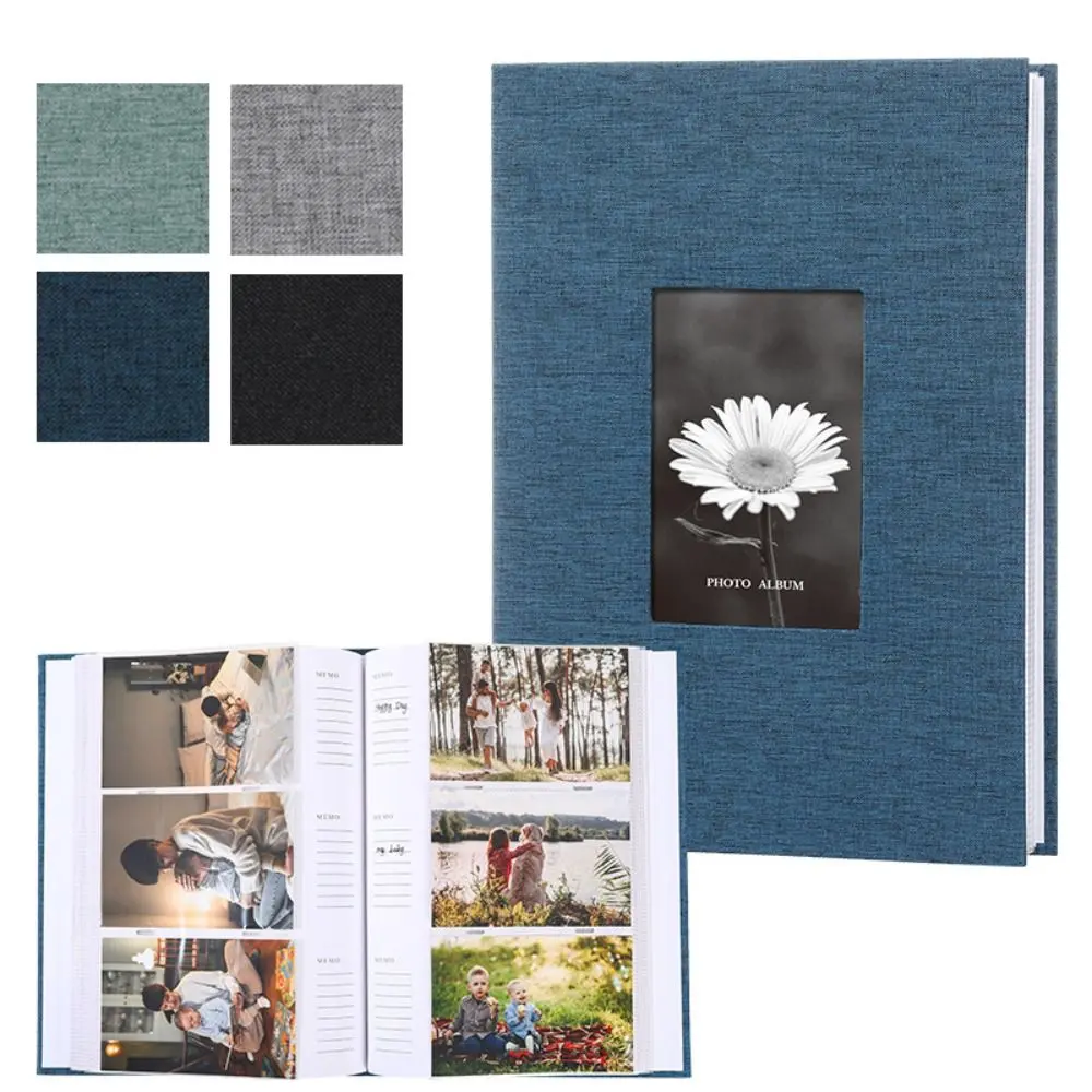 6in Linen Cover Photo Album Interleaf Type 200/300Pics Large Scrapbook Album 100 Pages DIY Memory Book Family Times