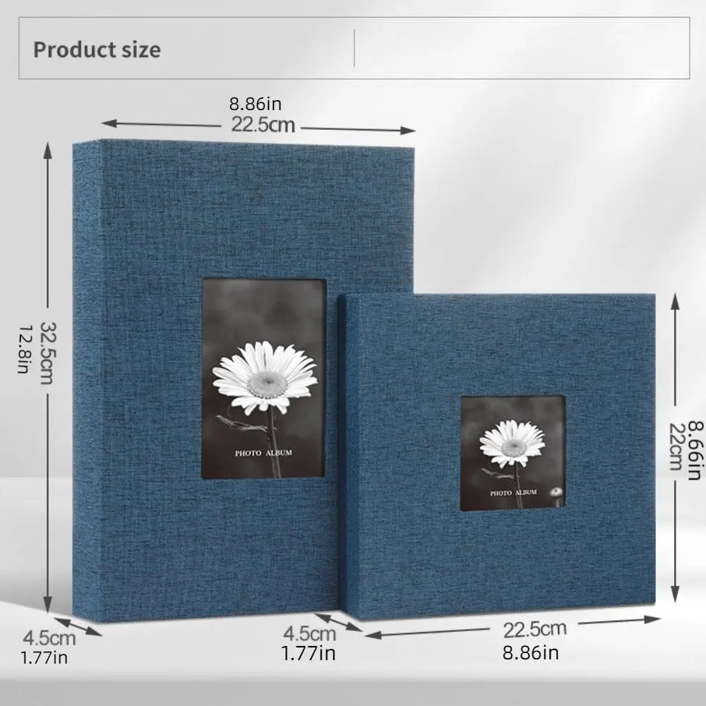 6in Linen Cover Photo Album Interleaf Type 200/300Pics Large Scrapbook Album 100 Pages DIY Memory Book Family Times