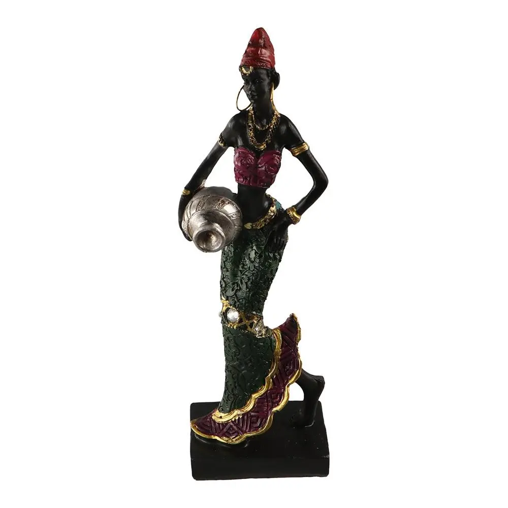 Ethnic Customs Easy to Use Vintage Art Design Handicraft African Statue Tribal Lady Figurines Resin Crafts Desktop Ornament