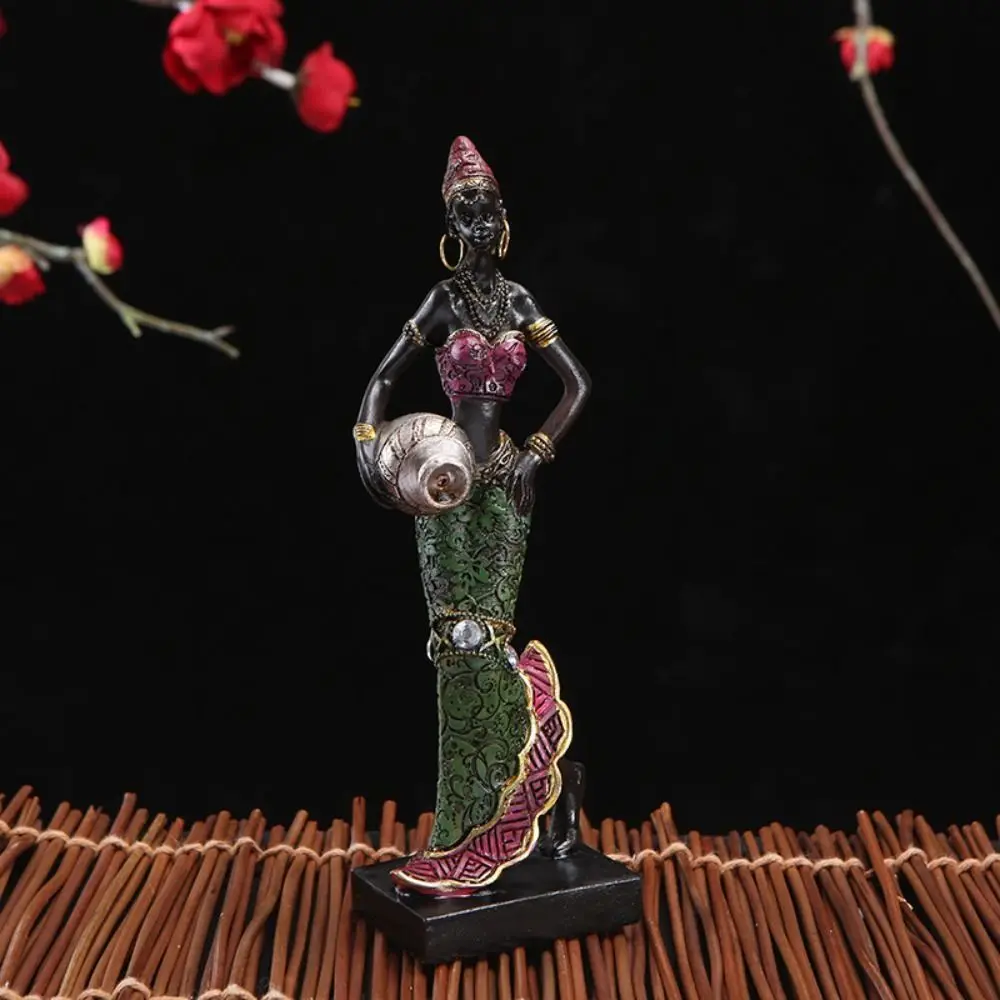 Ethnic Customs Easy to Use Vintage Art Design Handicraft African Statue Tribal Lady Figurines Resin Crafts Desktop Ornament