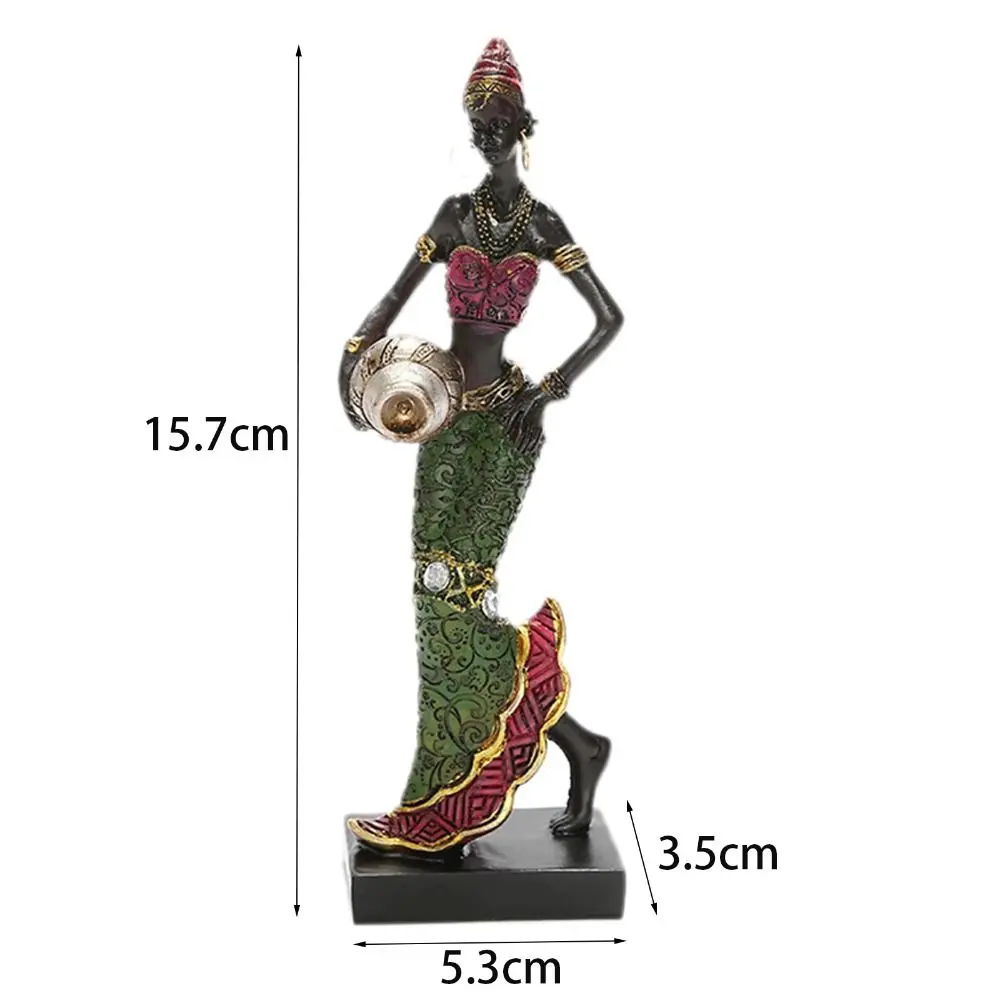 Ethnic Customs Easy to Use Vintage Art Design Handicraft African Statue Tribal Lady Figurines Resin Crafts Desktop Ornament