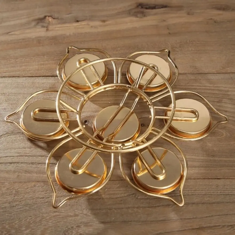 Nordic Single Layer Round Disc Butter Lamp Round Metal Seven-star Candlelight Stand Lotus Lotus Tea Light Holder Home