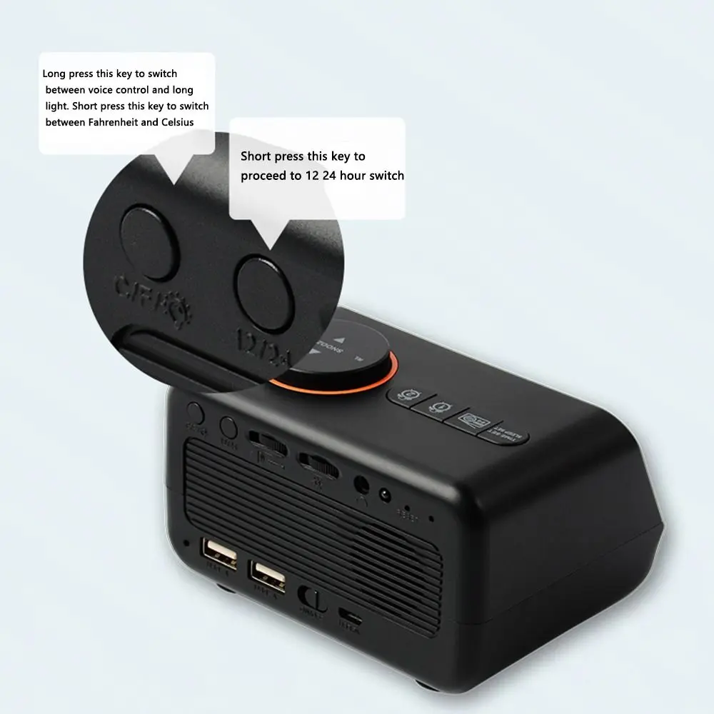 Adjustable Volume FM Radio LED Alarm Clock USB Charging Thermometer Digital Table Calendar Voice Control Hygrometer