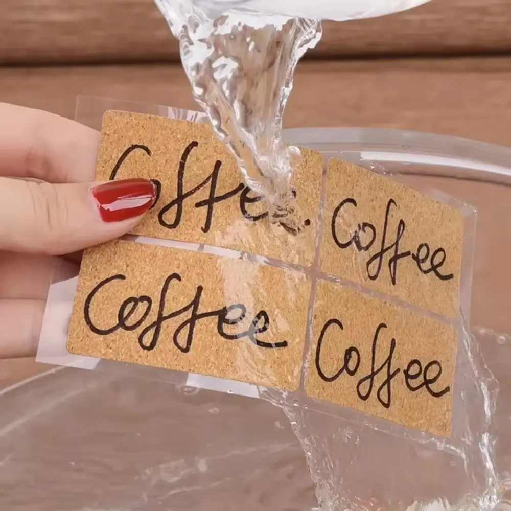 36/96pcs Self-adhesive Cork Wooden Labels Stickers Removable No Glue Marks Spice Jar Label Stickers DIY Waterproof