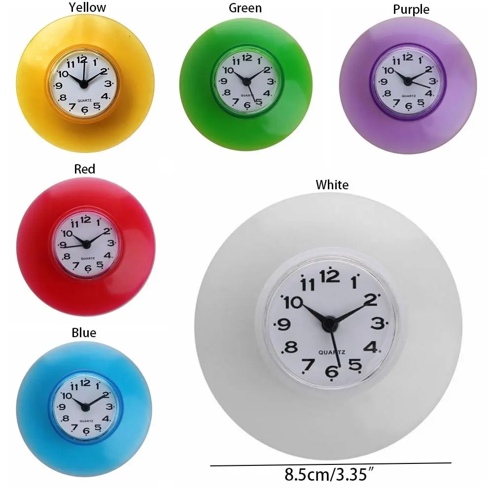 Personality Waterproof Bathroom Suction Cup Clock Simple Design Anti-Fog Shower Wall Clocks Stable Mirror Sucker Clock Kitchen
