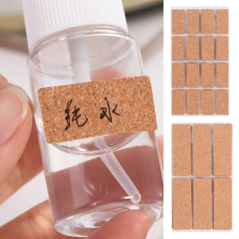 36/96pcs Self-adhesive Cork Wooden Labels Stickers Removable No Glue Marks Spice Jar Label Stickers DIY Waterproof