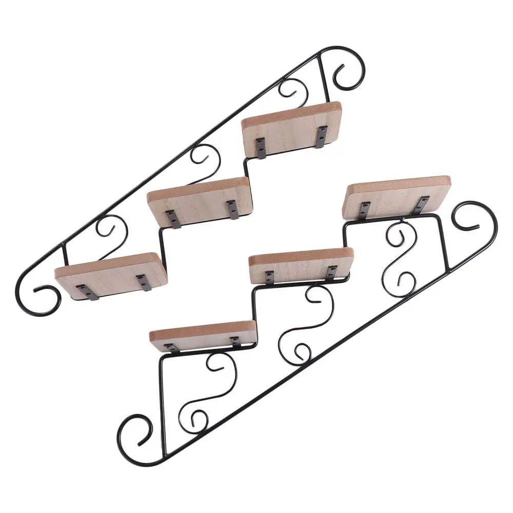 American Style Wall-mounted Flower Stand Iron Art Simple Wall Display Shelf Staircase Shape Wall Hanging Flower Pot Wall Decor