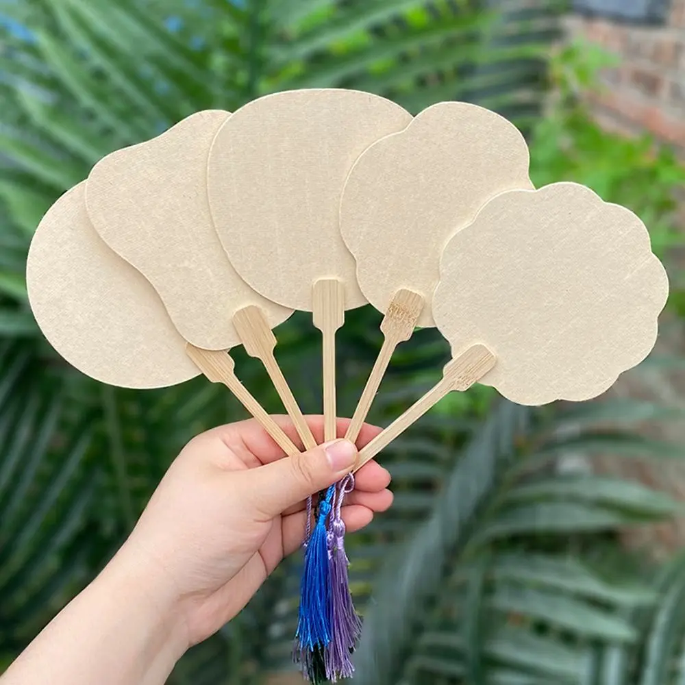 Portable Chinese Style Mini Graffiti Fans Round Unfinished Blank Painting Fans Handmade Xuan Paper Summer Fan Wedding Party