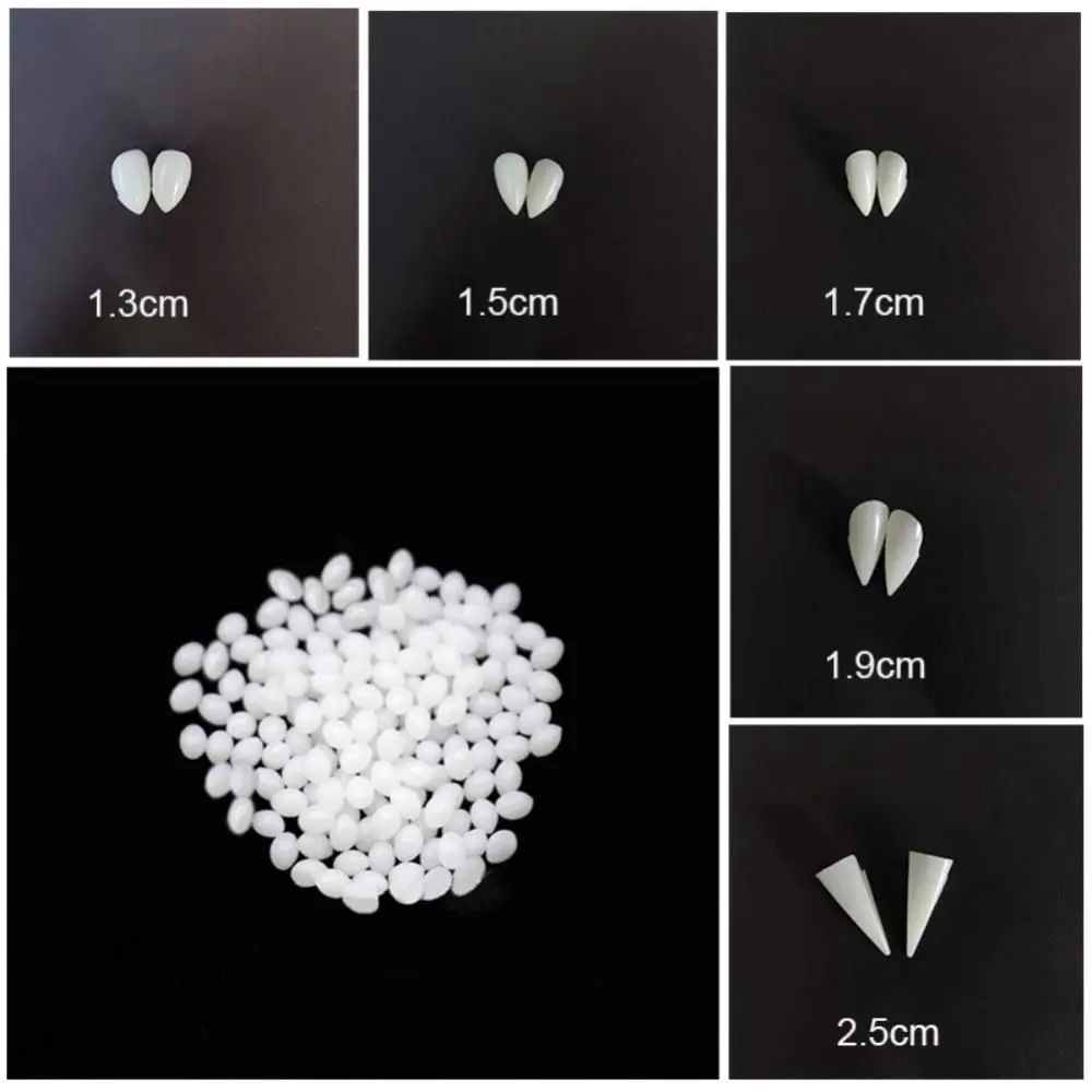 1 Pair Party Decor Resin Resin Fangs Adhesive Simulated Dentures with Solid Glue Environmentally Fake Teeth Halloween