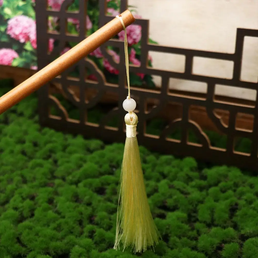 Ancient Chinese Style Chinese Style Fan Handheld Tassels Embroidery Fan Floral Pattern with Pendant Silk Fan Photography Prop