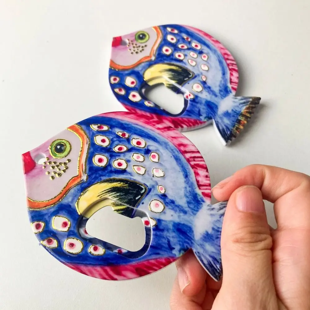 Home Decor Resin Fat Headed Fish Bottle Opener Creative Portable Refrigerator Sticker DIY Cute Fridge Magnet Locker Cabinet