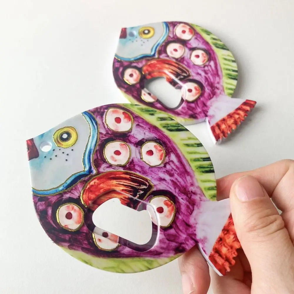 Home Decor Resin Fat Headed Fish Bottle Opener Creative Portable Refrigerator Sticker DIY Cute Fridge Magnet Locker Cabinet