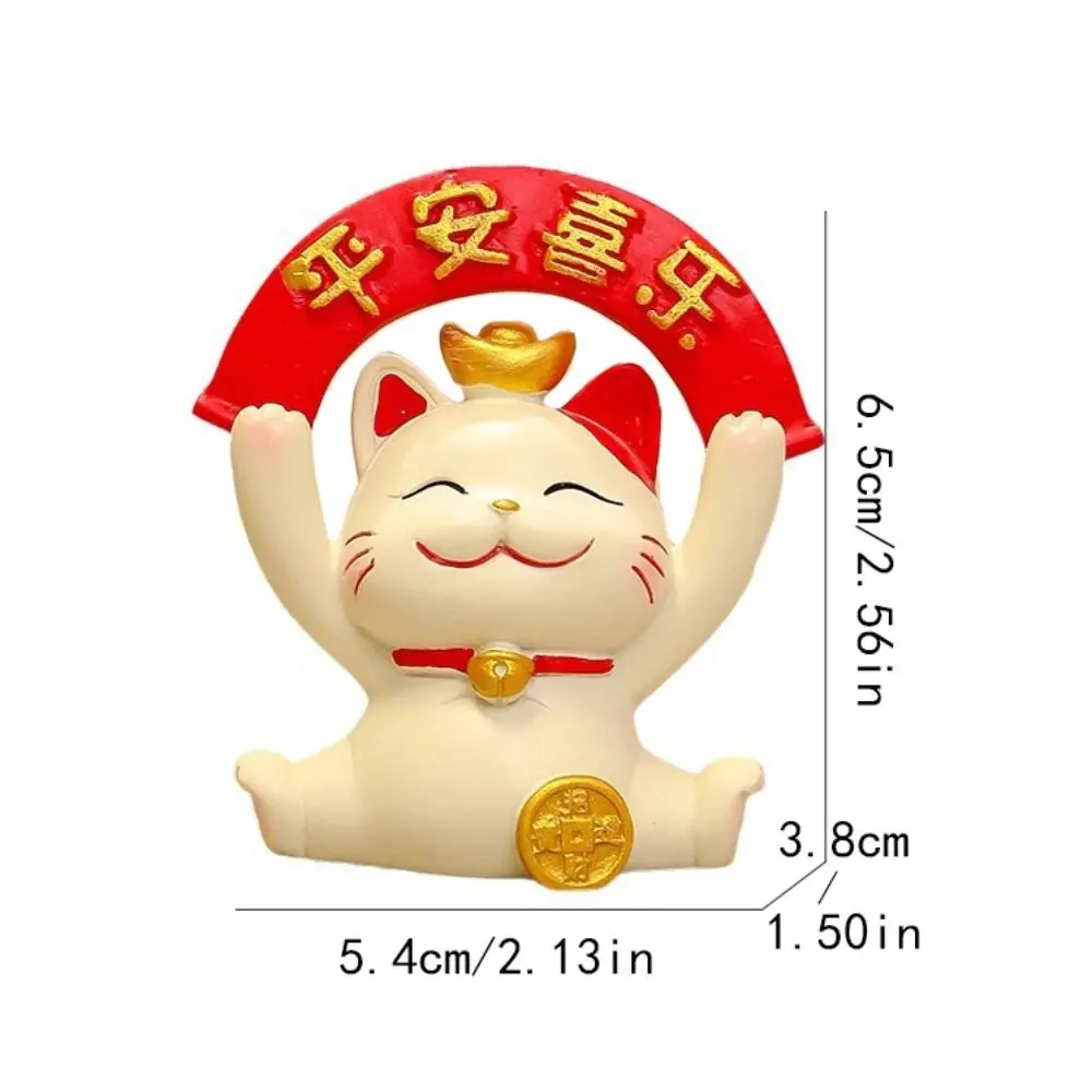 Resin Lucky Cat Figurines Chinese Style Exquisite Maneki Neko Miniature Figure Cartoon Realistic New Years Decor