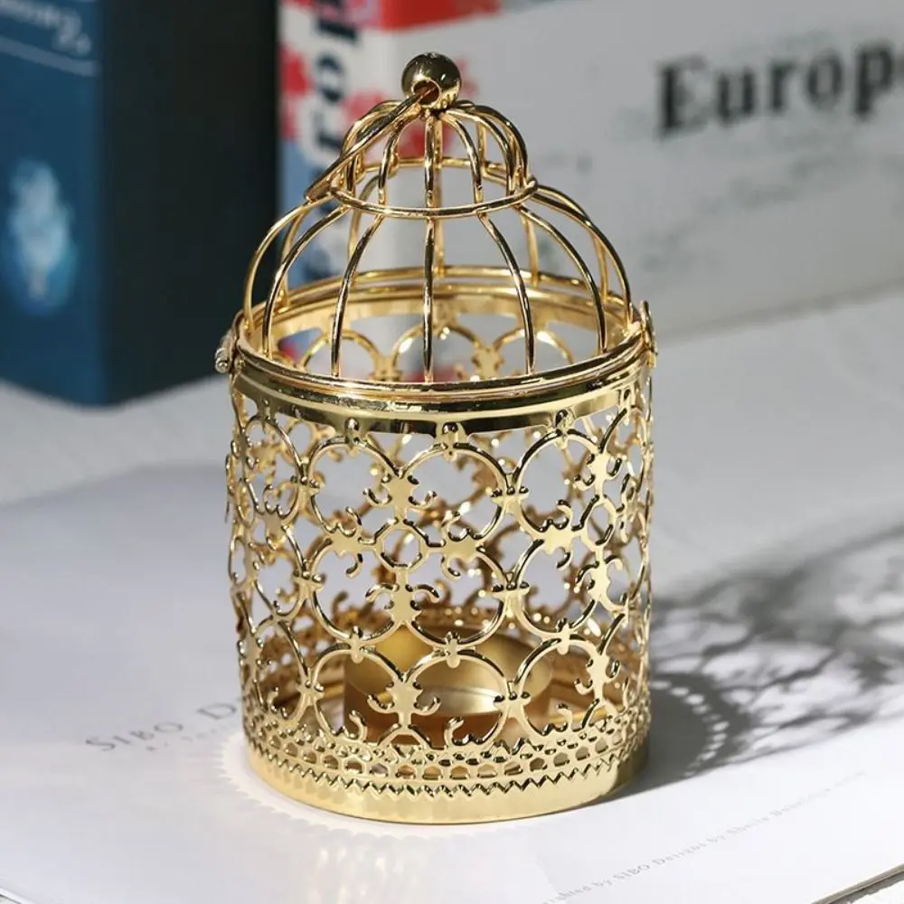 Birdcage Shape Bird Cage Candle Holder Iron Art Decorative Bird Lantern Tealight Exquisite Metal Candlestick Home Decor